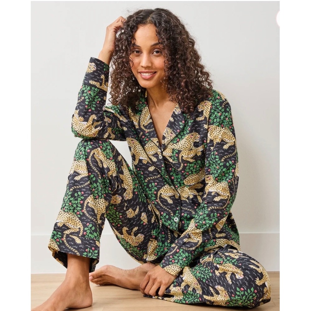 Printfresh Bagheera Leopard Long Pajama Set Midnight 100% Organic Cotton Medium